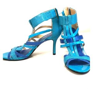 Blue and turquoise heels